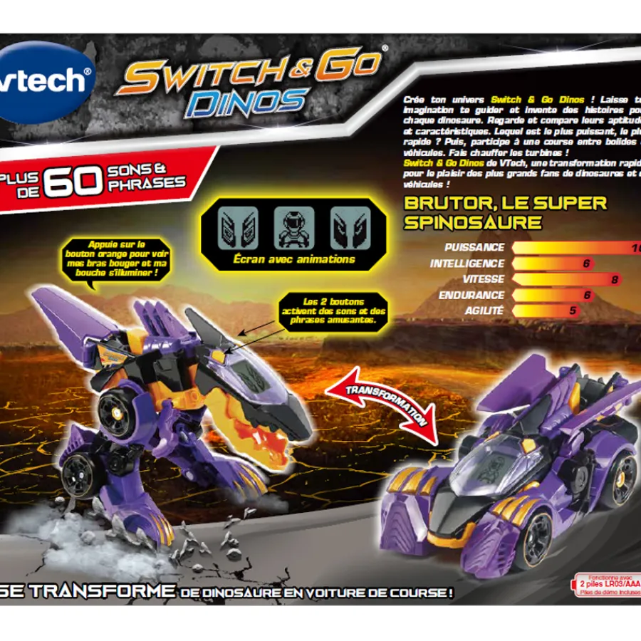 Switch & Go Dinos Brutor Super Spinosaure- Voitures Dinos