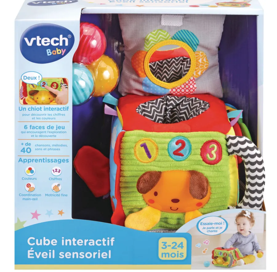 VTech Baby Cube Interactif Eveil Sensoriel- Hochets Et Petits Jouets