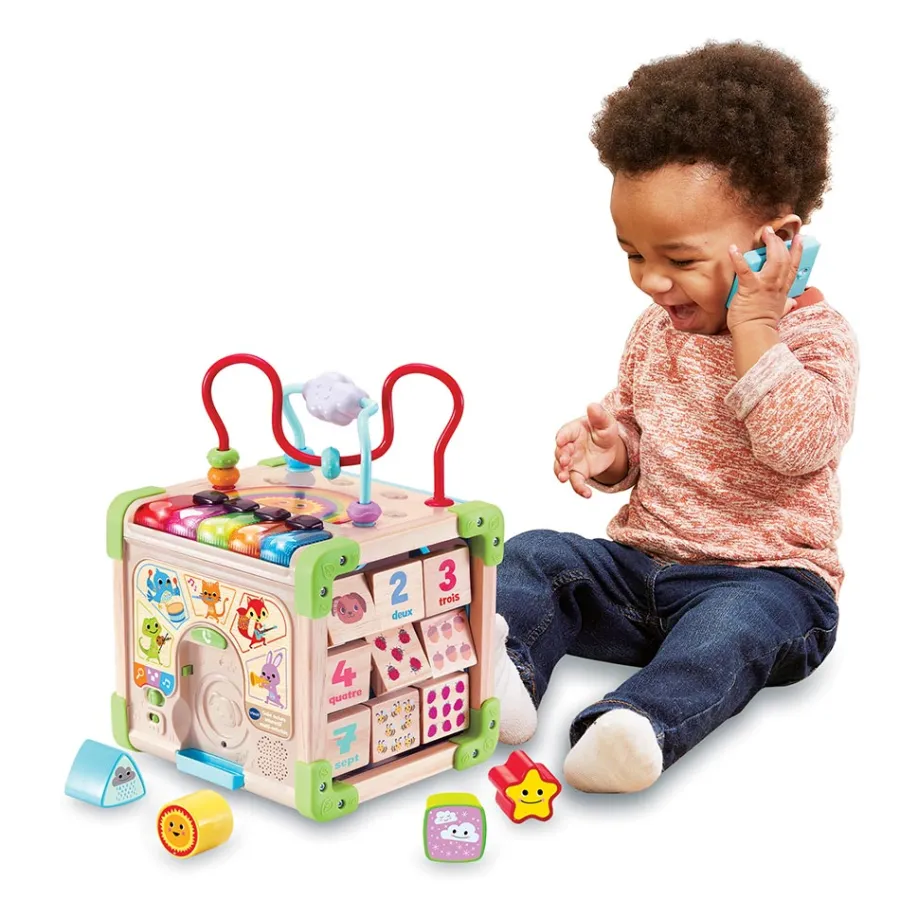 VTech Baby Cube Nature Interactif Multi-Activites- Balles, Toupies Et Cubes