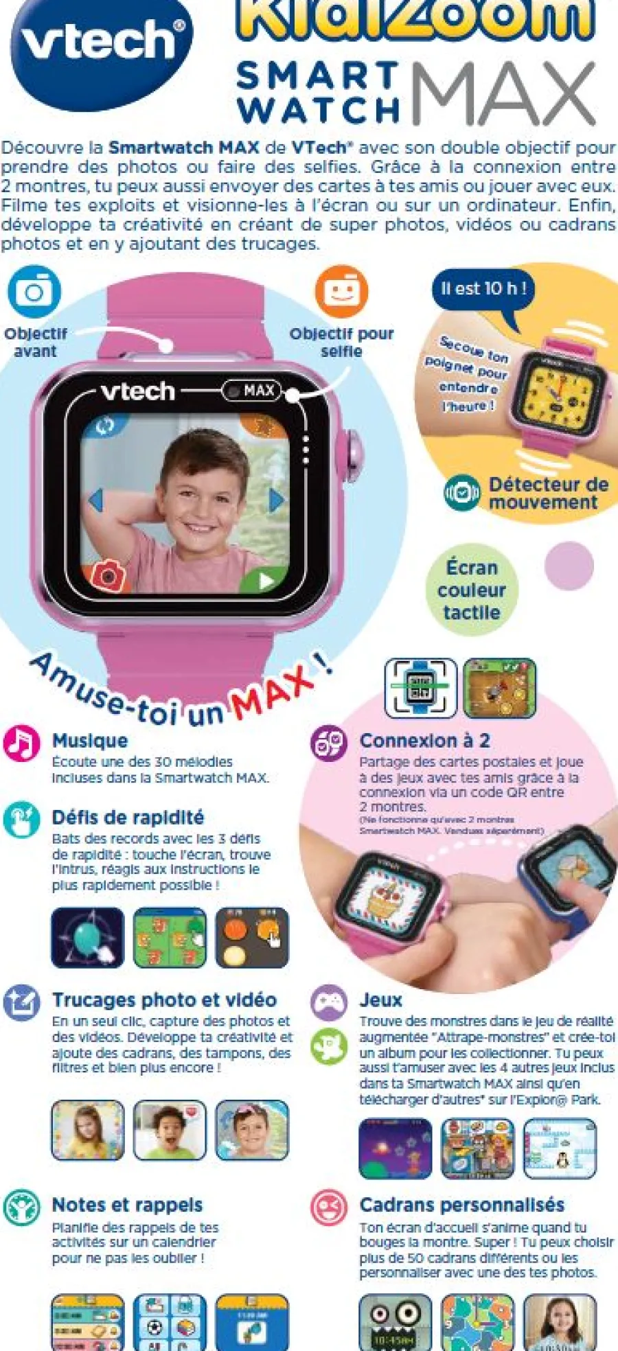 Kidizoom Smartwatch Max Rose- Montres Smartwatch