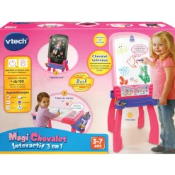 VTech Magi Chevalet Interactif 3 En 1 Rose- Bureaux Et Chevalets Enfant