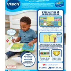 VTech Mon Livre D'activités Interactif - J'Ecris, Je Joue Et J'Apprends- Jeux Pour Apprendre À Lire, Compter, Écrire