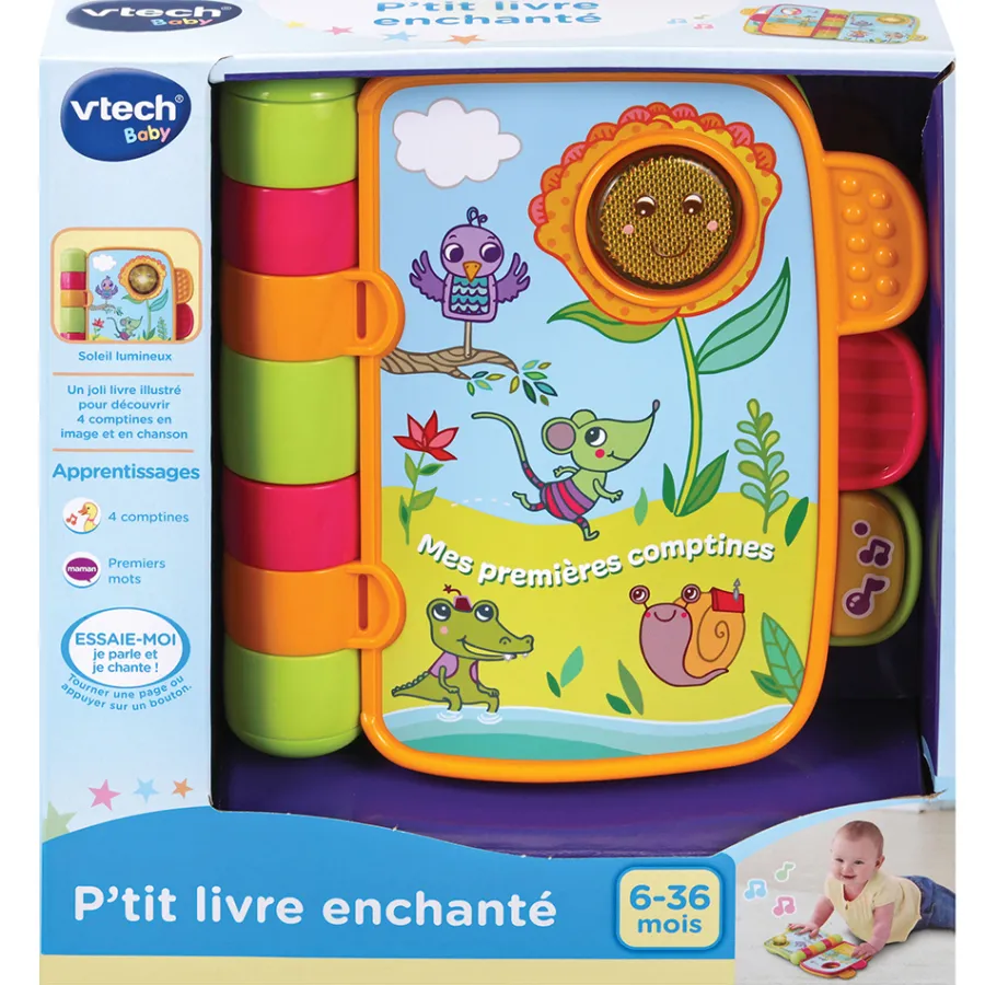 VTech Baby P'Tit Livre Enchante - Mes Premieres Comptines- Livres Pour Bébé